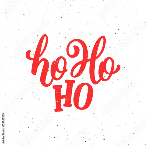 Ho-Ho-Ho Christmas vector greeting card with modern brush lettering. Banner for winter season greetings