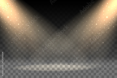 Two rays of light on transparent background vector illustration