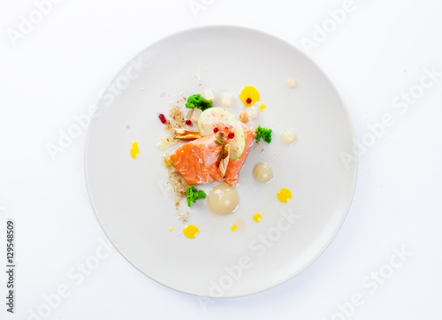 Molecular modern cuisine red fish