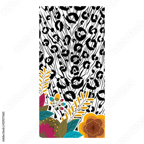 Animal print with tropical flowers icon. Pattern wallpaper texture skin theme. Vector illustration
