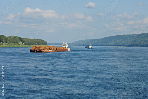 Transport of wood on the siberian Jenisej river 