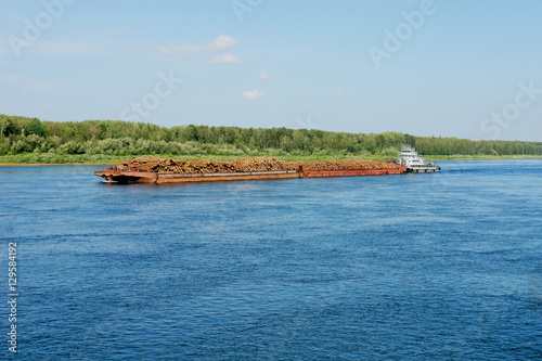 Transport of wood on the siberian Jenisej river 