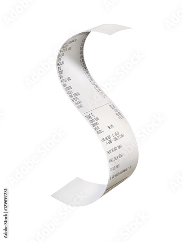 Curved receipt isolated