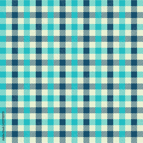 Seamless multicolour gingham pattern. Teal and blue pattern.
