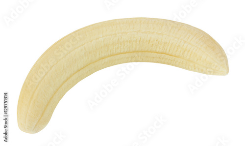 peeled banana isolated on white background with clipping path