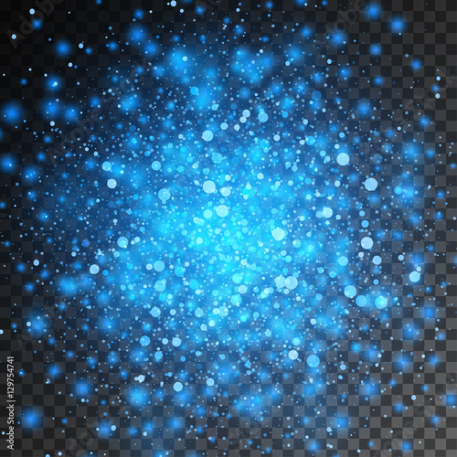 Vector magic blue glow light effect isolated on transparent background. Christmas design element. Star burst with sparkles