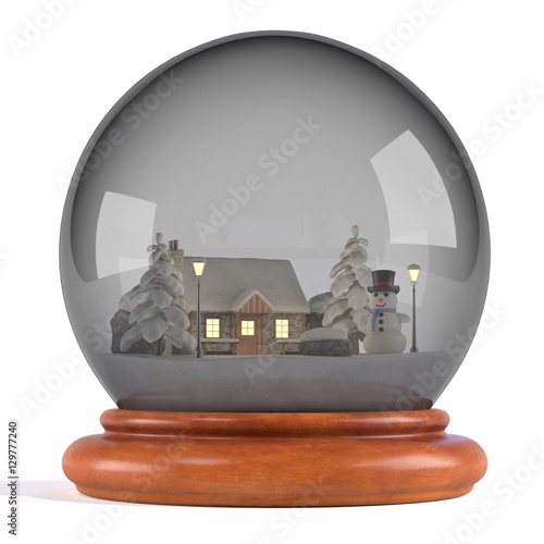 realistic 3d render of snow globe