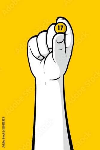 Hand showing lottery number