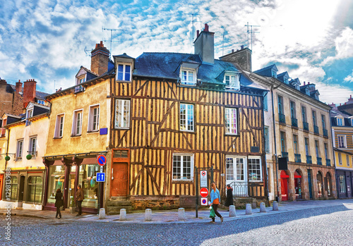 Half timbered houses in Rennes of Brittany France