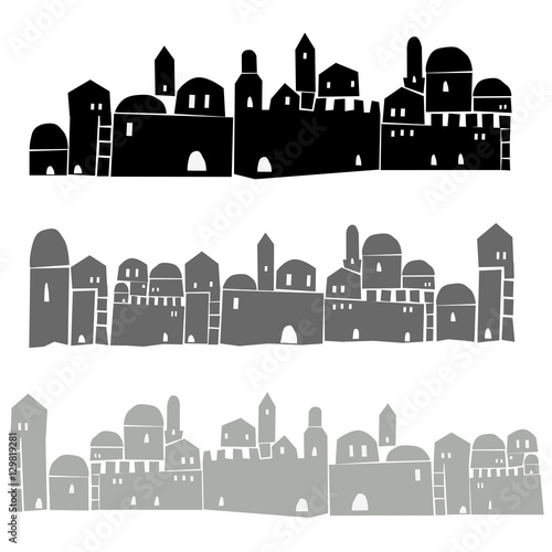 Middle East Town, Old City, Vector illustration