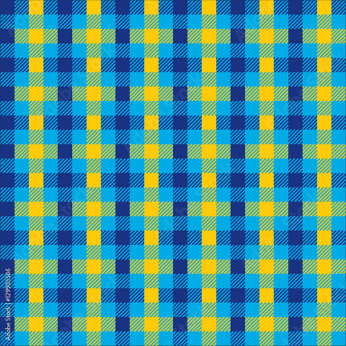 Seamless multicolour gingham pattern. Yellow and blue pattern.