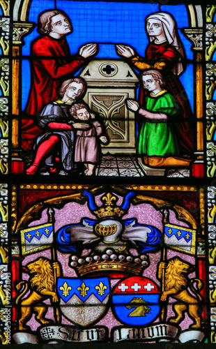 Stained Glass - Family Prayer and Coat of Arms