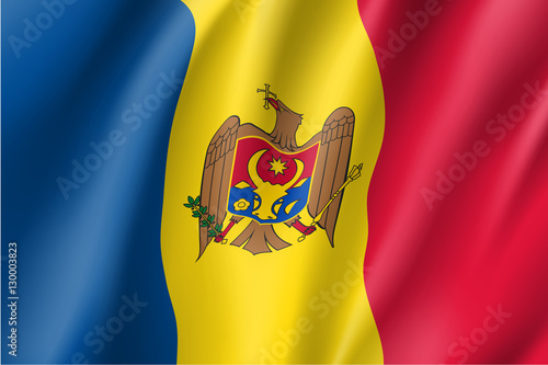 Waving flag of Moldova. Vector illustration of 3D icon