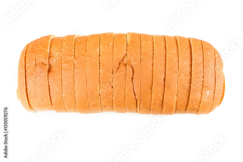 Loaf of whole grain bread isolated on white background