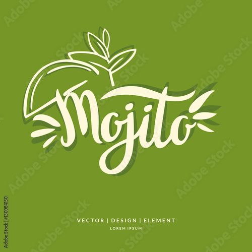 Modern hand drawn lettering label for cocktail.