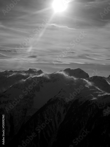 Alps winter black and white