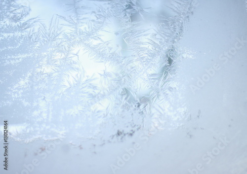 tracery of frost on window. winter miracle