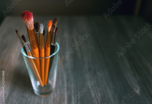 Row of artist paintbrushes