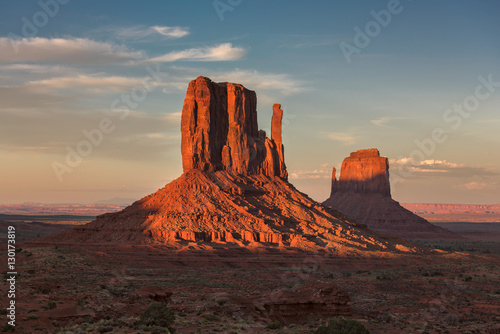 Red rocks in Monument Valley at sunset, Utah, USA.