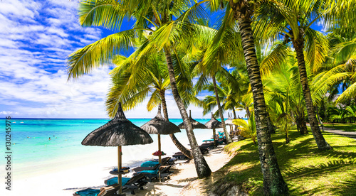 Relaxing tropical scenery - palm beaches of Mauritius island