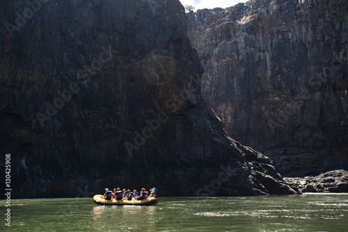 LIVINGSTONE - OCTOBER 01 2013: Extreme rafting group gets ready