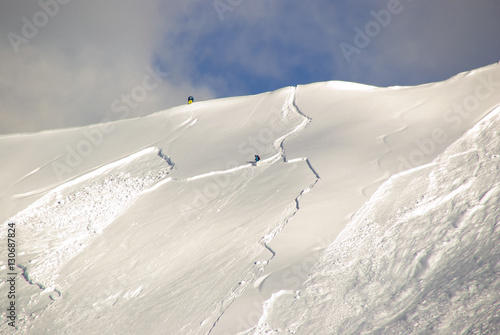 Large avalanche set by skier