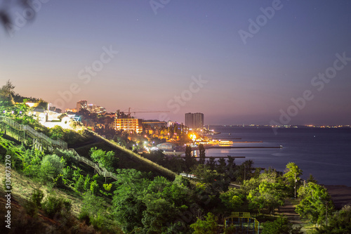 Sea side of Odessa city in the evening