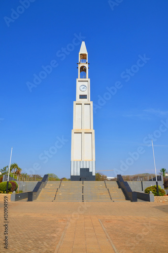 WWI and WWII war memorial tower in Lilongwe with a statue of the first president Dr Banda