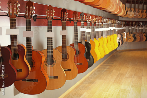 Guitars in music shop