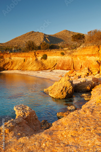 Beach on Halki island in Dodecanese archipelago, Greece.