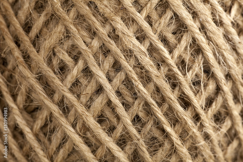 close up of ball of jute rope