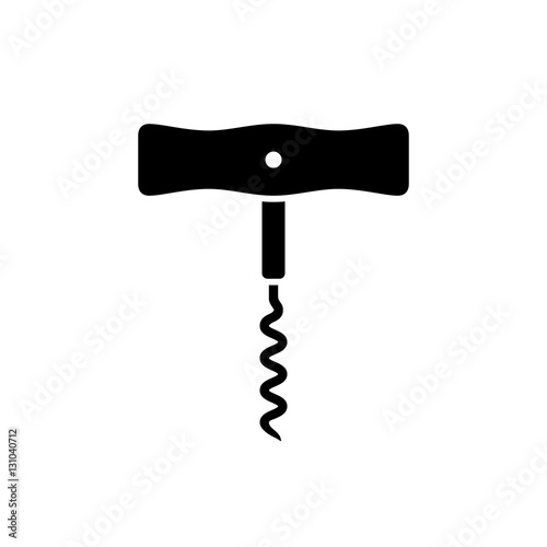 Corkscrew icon. Black icon isolated on white background. Corkscrew silhouette. Simple icon. Web site page and mobile app design vector element.