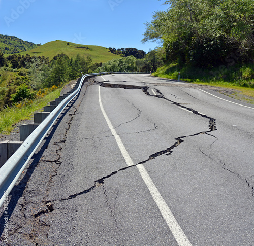 Massive Cracks in The Hunderlee Hills after Kaikoura Earthquake, New Zealand.