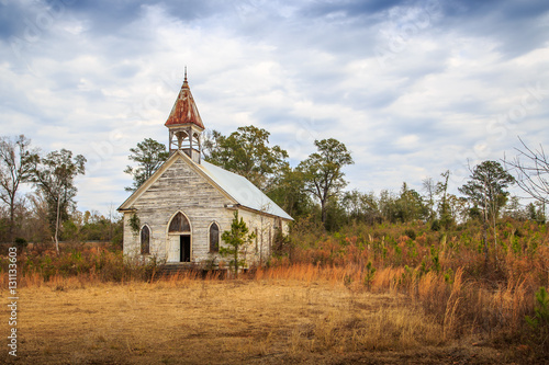 Abandoned Presbyterian Church in the Black Belt of Alabama Historic Presbyterian Church in Sumter County, Coatopa, Alabama. Erected in the late 1800s.