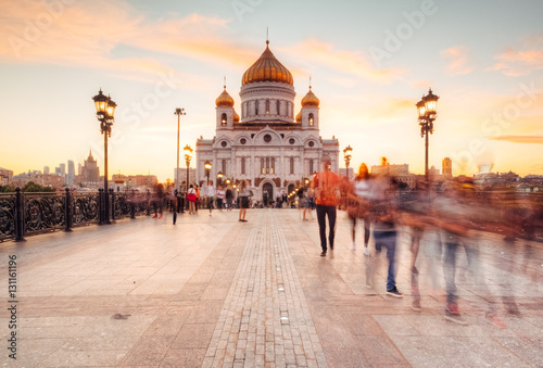 Beautiful cityscape with Cathedral of Christ the Savior