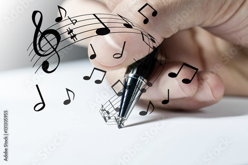 mano, scrivere, musica, suonare, comporre