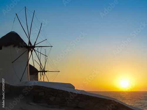 Five decorative windmills a popular tourist destination in Mykon