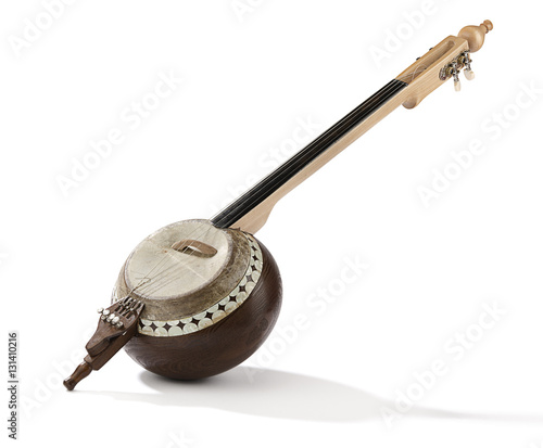 Traditional Turkish string instrument Kamancha isolated on white background. 