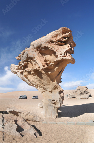 Árbol de Piedra ("stone tree") an rock formation in Bolivian Altiplano desert
