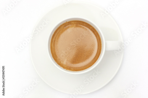 The espresso coffee in white background 