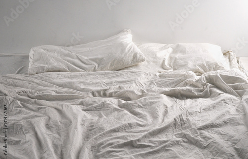 Unmade bed sheets