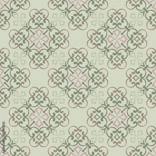 Seamless vintage green wallpaper vector pattern.