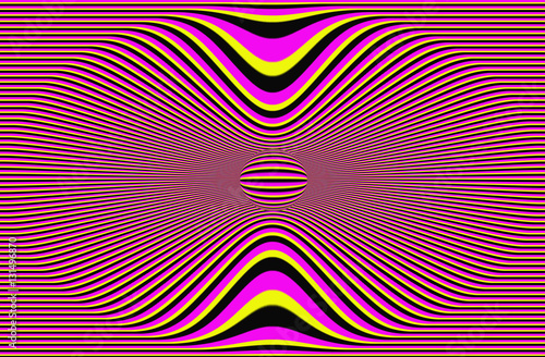 Optical illusion yellow black pink lines