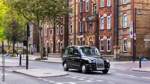 Black taxi on a london street