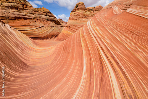 Rock Waves - Smooth and colorful sandstone rock waves at the center of The Wave, a dramatic erosional sandstone rock formation located in North Coyote Buttes area at Arizona-Utah border. 