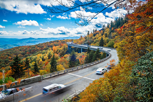 Wide Curve of Linn Cove Viaduct during autumn