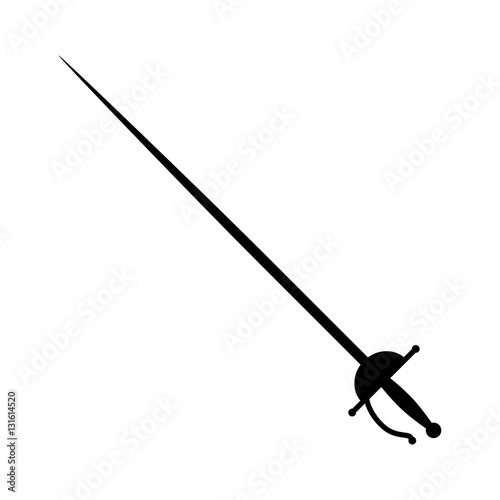 Rapier / Espada Ropera or epee sword weapon flat icon for games and websites 