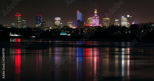 Panorama Warszawy w nocy