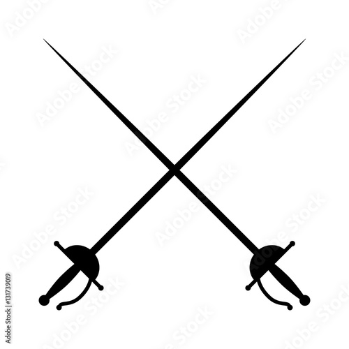 Crossed rapiers / swords or fencing duel flat icon for games and websites
