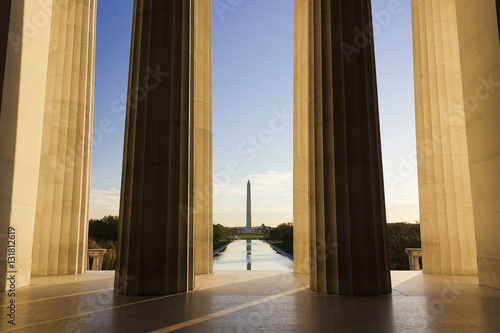 View out onto the National Mall in Washington DC from the Central Chamber of the Lincoln Memorial